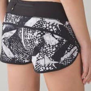 Lululemon Black and White Speed Shorts Static Mist